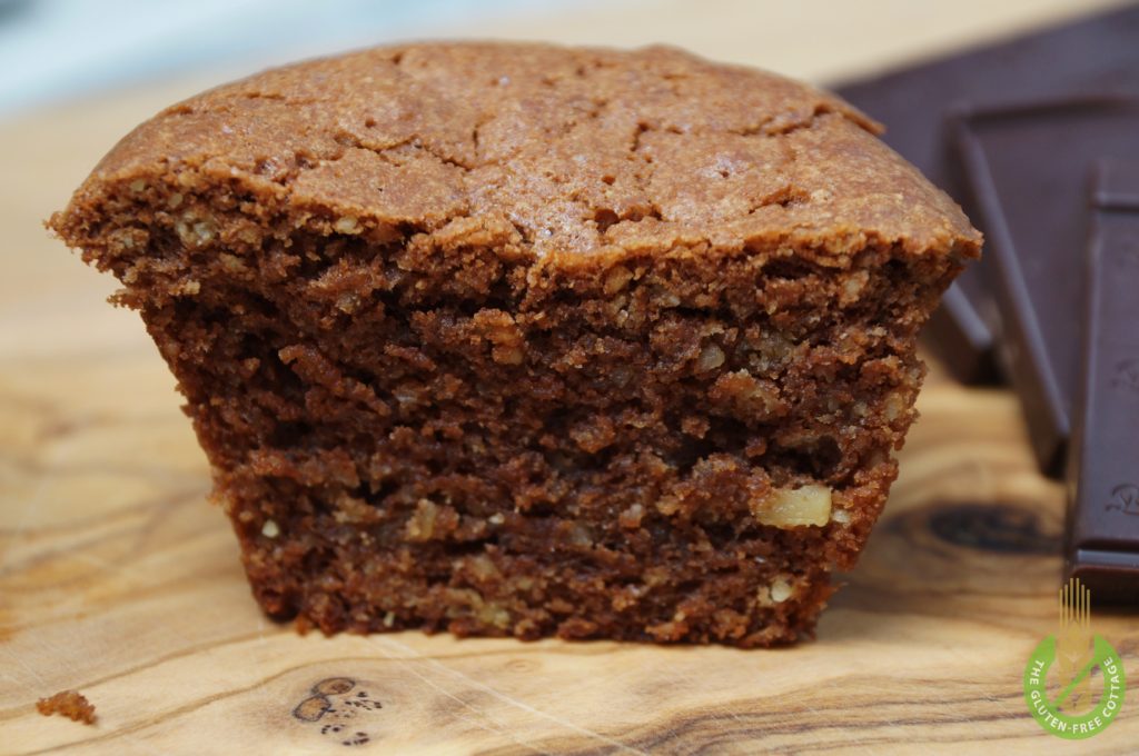 How to make gluten-free chocolate walnut muffins.