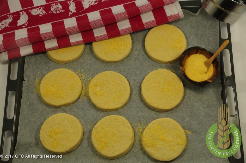 Prepare for a second rise (gluten-free eggs Benedict/ gluten-free English muffins).
