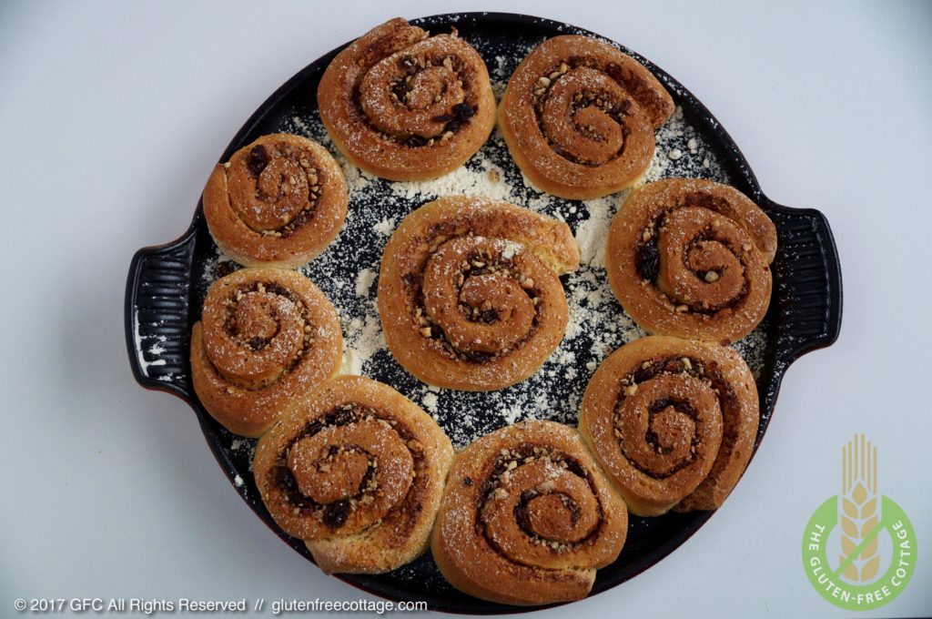 Bake in oven for 15 to 20 minutes (gluten-free cinnamon rolls/ Danish).