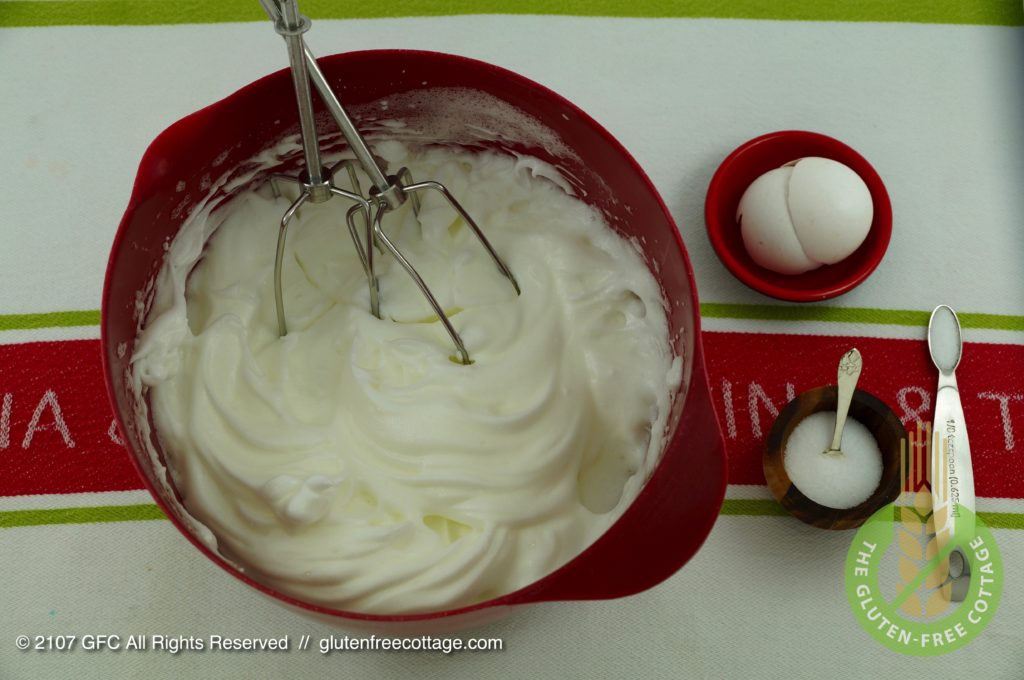 Beaten egg whites (gluten-free lemon cake).