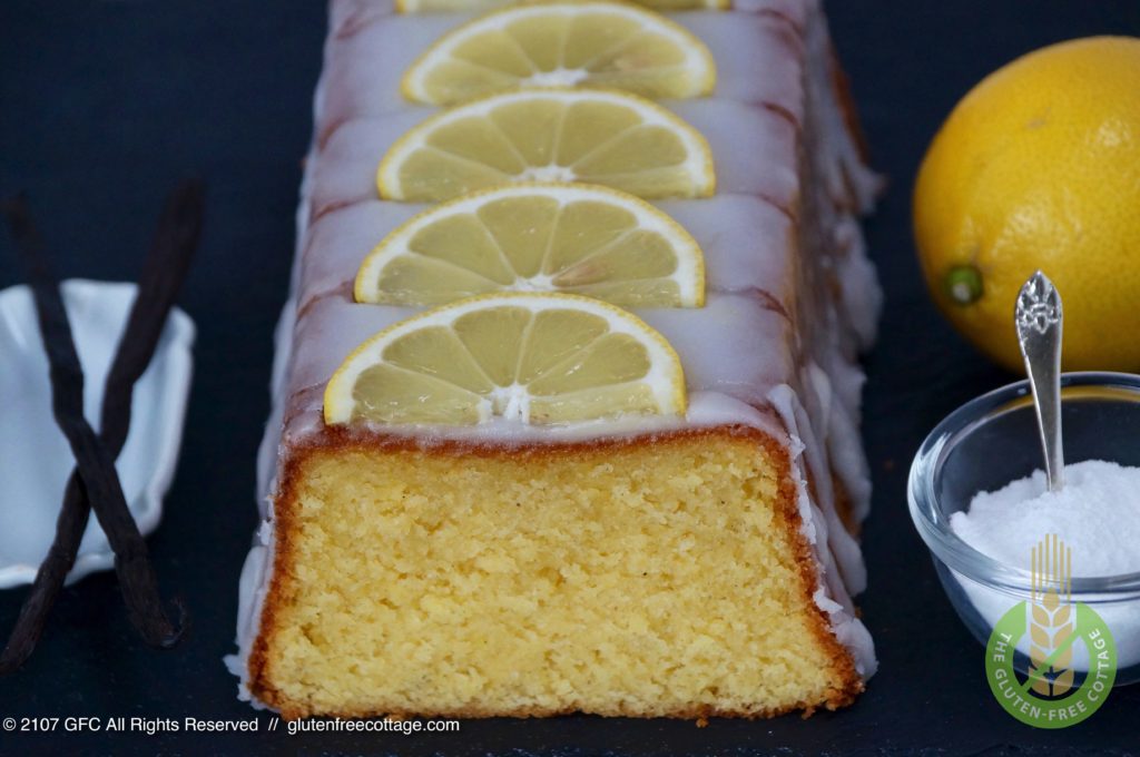 Very flavorful, soft and moist gluten-free lemon cake.