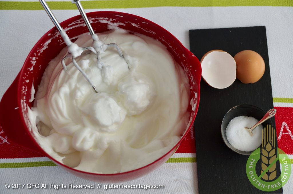 Beaten egg whites (gluten-free lemon seed cake).