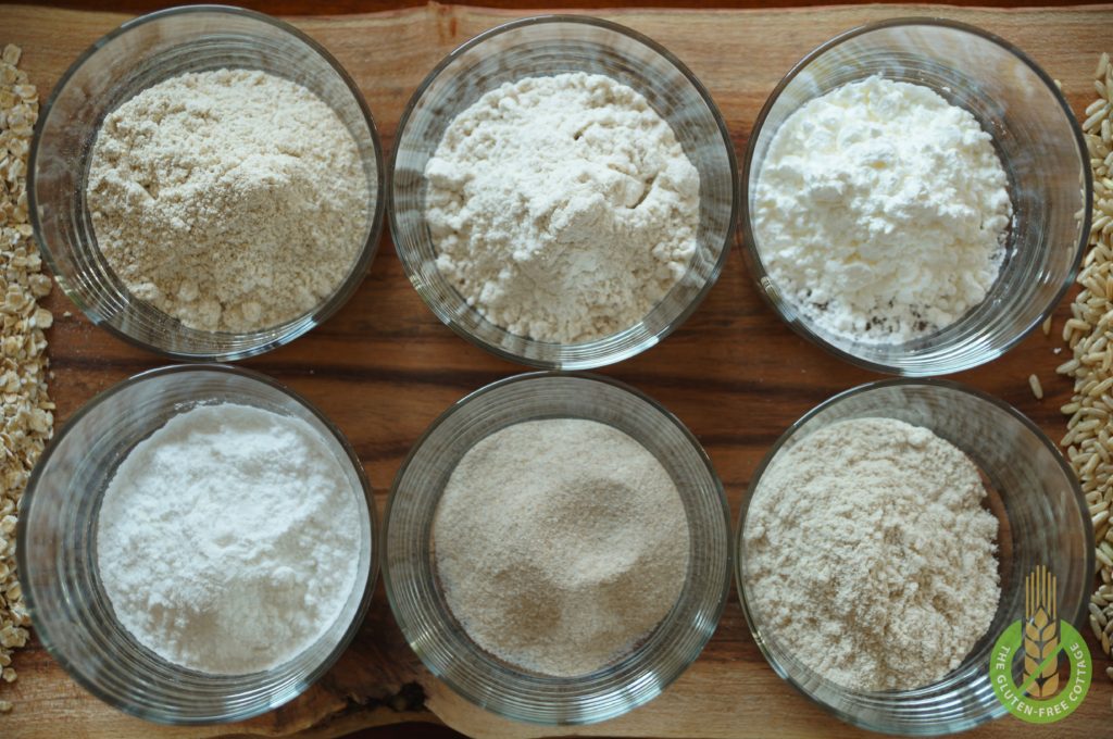 Oat flour, brown rice flour, corn starch, tapioca starch, psyllium husk powder and locust bean gum powder (gluten-free brown bread).
