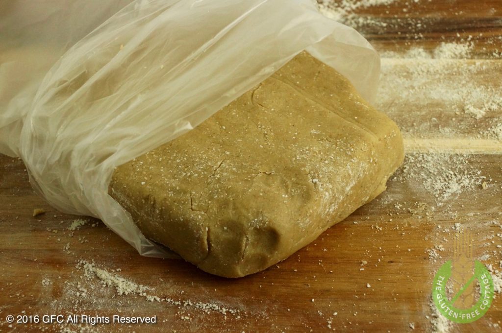 Wrap dough into a plastic bag and put in the fridge (gluten-free upside down apple pie/ tarte tatin).