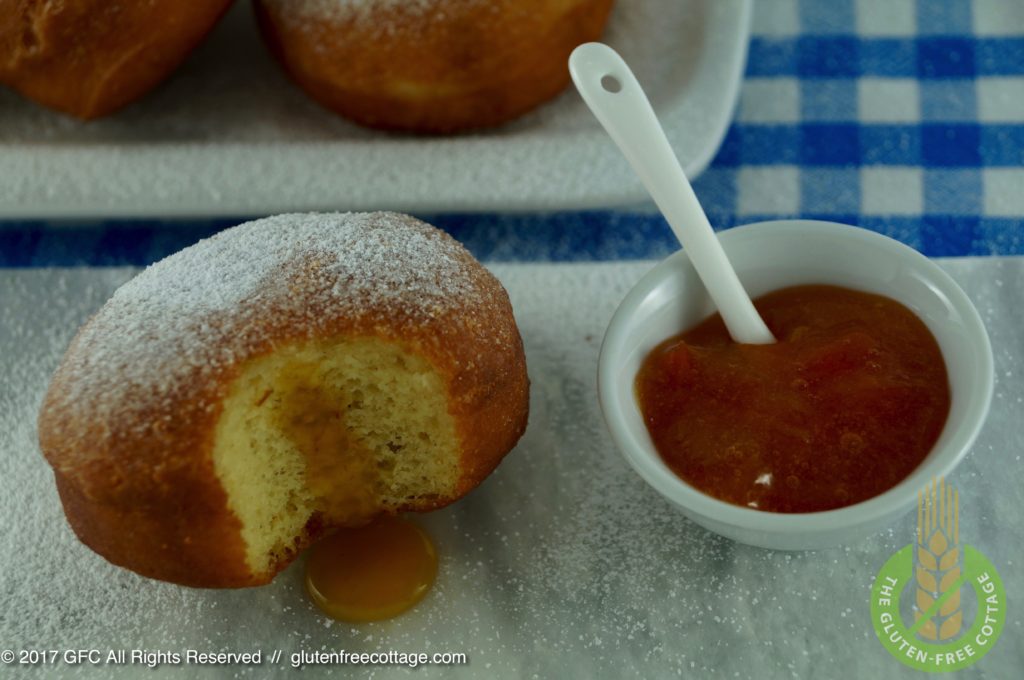 Gluten-free jelly doughnuts (Krapfen).